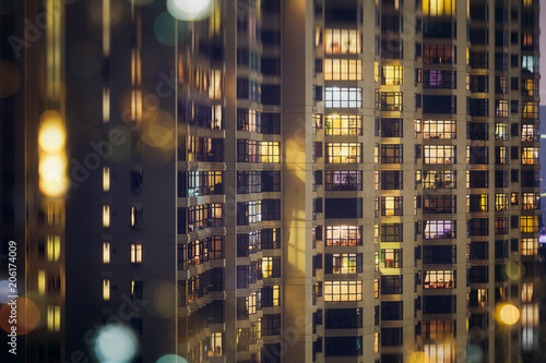 Zdjęcie XXL Streszczenie blok mieszkalny w Hong Kongu
