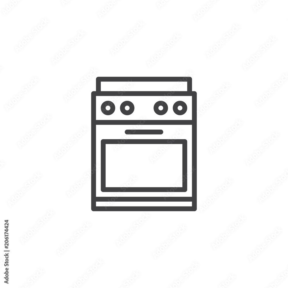 Kitchen stove outline icon. linear style sign for mobile concept and web  design. Oven simple line vector icon. Symbol, logo illustration. Pixel  perfect vector graphics Stock Vector | Adobe Stock, image size:1000x1000