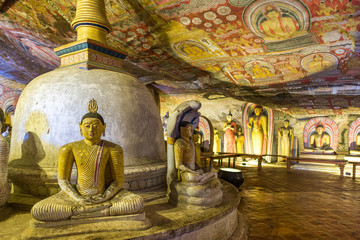 The golden temple of Dambulla is world heritage site and has a total of a total of 153 Buddha statues, three statues of Sri Lankan kings and four statues of gods and goddesses