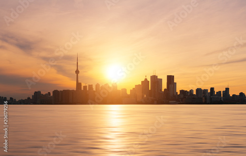 Plakat Toronto linia horyzontu przy zmierzchem