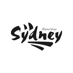 Wall Mural - Sydney city name, original design, black ink hand written inscription, typography design for poster, card, logo, poster, banner, tag vector Illustration