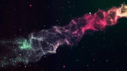 Wall Mural - 3d animation of colorful red nebula with stars, space clouds and gas. rays of light shine through st
