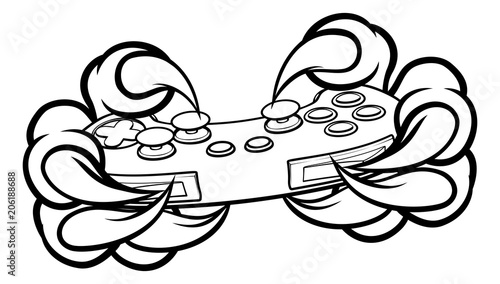 Monster Gamer Claws Holding...