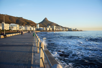 Wall Mural - waterside walkway and seaview at Camps bay