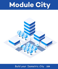 Wall Mural - 3d map of the city on white design street town buildings modern urban house and skyscrapers. Vector isometric illustration of flat style for concept business background.