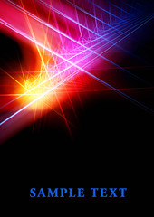 Poster - Abstract template with bright color fractal on black