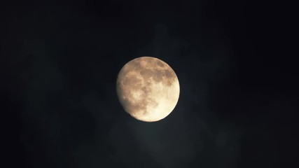 Wall Mural - Night sky and full moon cloud movement time lapse in 4K