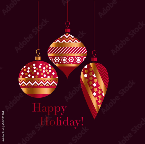 Traditional red and gold xmas baubles.