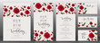  Wedding Invitation card templates with realistic of beautiful  flower on background color. 