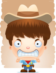 Wall Mural - Angry Cartoon Boy Cowboy