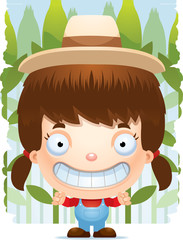 Wall Mural - Cartoon Girl Farmer Smiling