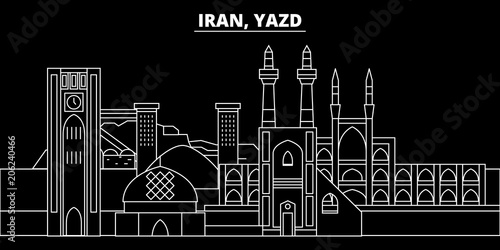 Yazd Silhouette Skyline Iran Yazd Vector City Iranian Linear