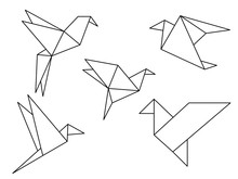 Origami Birds Collection Vector 