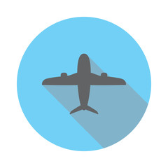 Sticker - airplane Icon. Elements of airport in flat blue colored icon. Premium quality graphic design icon. Simple icon for websites, web design, mobile app, info graphics