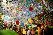 Confetti Falling During A Festival Or Carnival In The City
