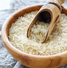 Wall Mural - Steamed long rice in a bowl close-up.