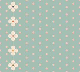 Canvas Print - Polka dot and flower seamless pattern