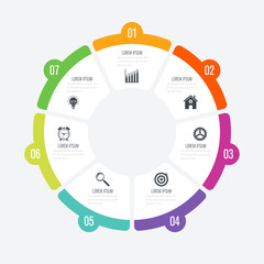 Wall Mural - Infographics template 7 options with circle