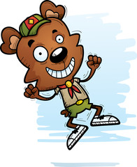 Sticker - Cartoon Male Bear Scout Jumping