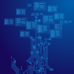 Canvas Print - illustration of circuit board and algorithme