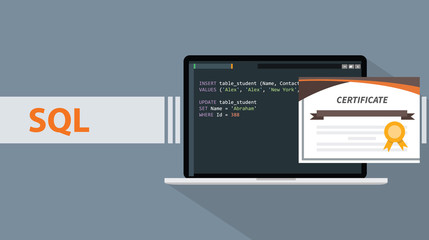 Wall Mural - sql structured query languages programming online learning certification school