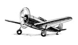 Fototapeta Tematy - Old World War 2 military plane. Ink black and white illustration