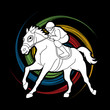 Horse racing ,Jockey riding horse, design on spin wheel background graphic vector.