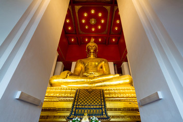 Big Buddha statue of Wat Mongkol Bophit Temple in Ayutthaya Thailand.