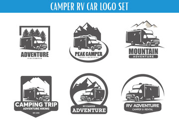 Wall Mural - RV Camper Adventure Logo Designs Template Set