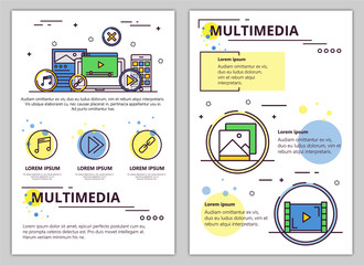 Canvas Print - vector line art multimedia poster banner template