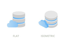 Cloud Database Flat And Isometric Vector Icons
