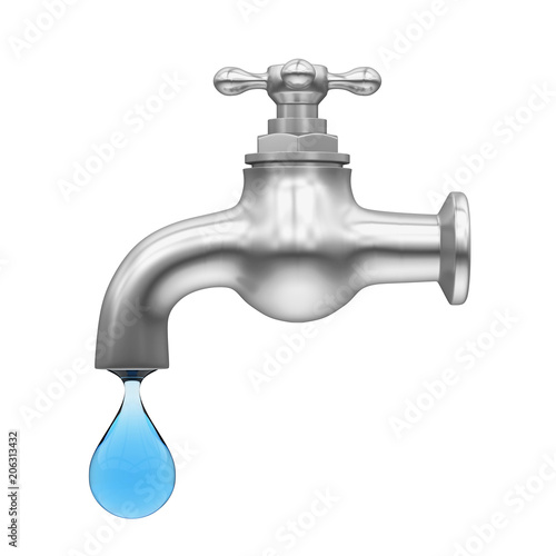 Fényképezés  Dripping Tap with Drop Isolated