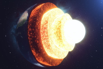 Wall Mural - structure core earth. structure layers of the earth. the structure of the earth's crust. earth cross