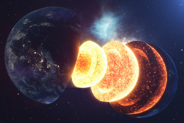 Wall Mural - structure core earth. structure layers of the earth. the structure of the earth's crust. earth cross