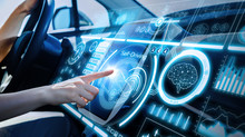 Futuristic Instrument Panel Of Vehicle.