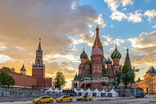Moscow Sunset City Skyline At Red Square, Moscow, Russia