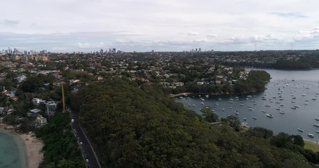 Sticker - The spit bridge area on Sydney’s North shore and Middle harbour with local marina, Spit Bridge, bays, beaches and residential houses on prestige waterfront.
