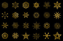 Golden Snowflakes Isolated