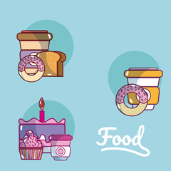 Canvas Print - Set of food cartoons