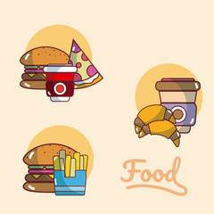 Wall Mural - Set of food cartoons