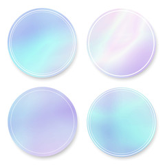Poster - soft fluid, holographic,gradient round frames set on white