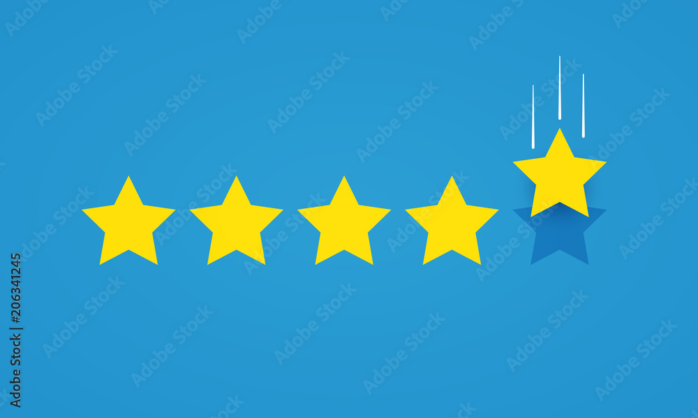 Vector illustration feedback rating concept with five stars icon for good or bad rate. - obrazy, fototapety, plakaty 