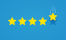 Vector Illustration Feedback Rating Concept With Five Stars Icon For Good Or Bad Rate.