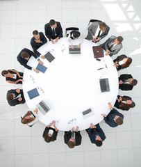 Canvas Print - view from the top.meeting business partners for round - table.