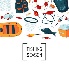 Sticker - Vector cartoon fishing equipment