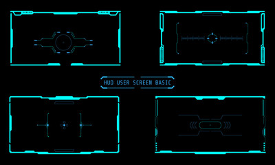Fototapete - HUD Abstract Futuristic User Screen Interface Panel Elements Monitor Vector