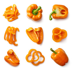 Wall Mural - Set of fresh whole and sliced sweet pepper