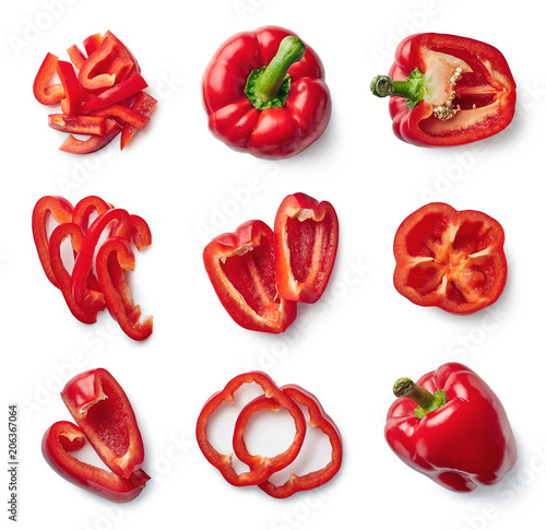 Fotografía Set of fresh whole and sliced sweet pepper