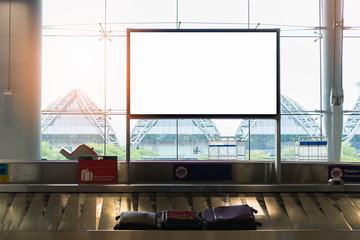 beauty  full blank advertising billboard at airport background large LCD advertisement