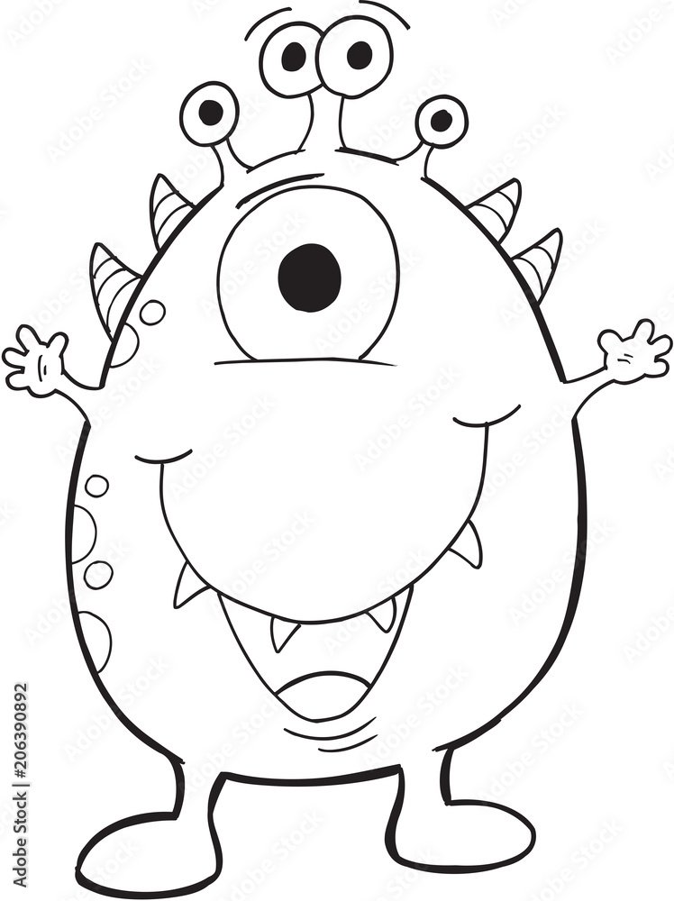 Photo Blinds Cute Monster Vector Illustration Art Nikkel Art